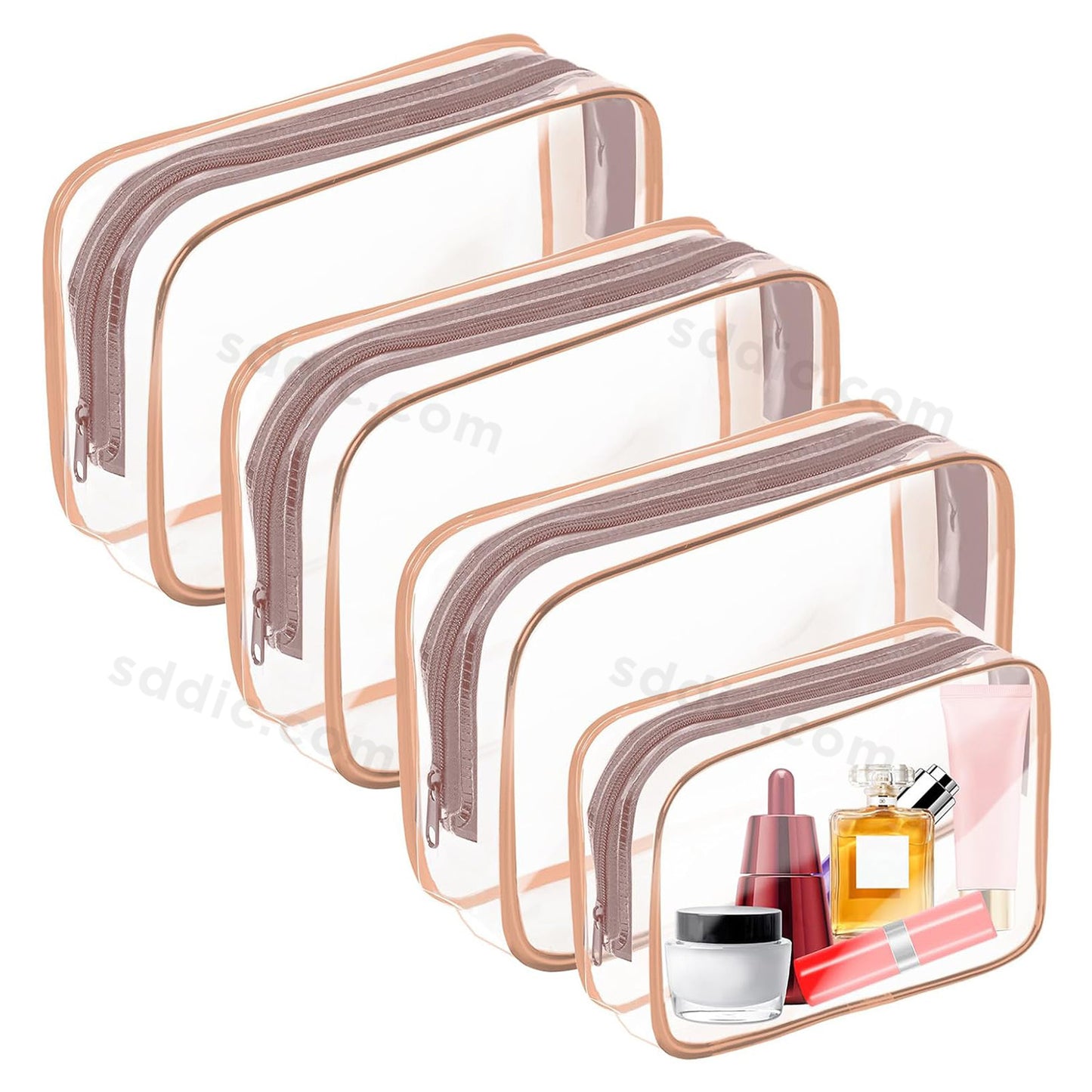Custom Brand Logo Toiletry Bag Clear PVC Cosmetic Bags with Zipper