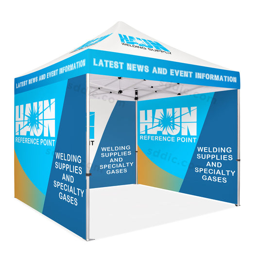 Custom Canopy Tent with Back Wall & Full Side Walls Package