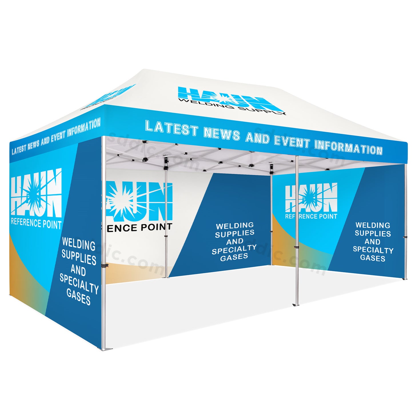 Custom Canopy Tent with Back Wall & Full Side Walls Package