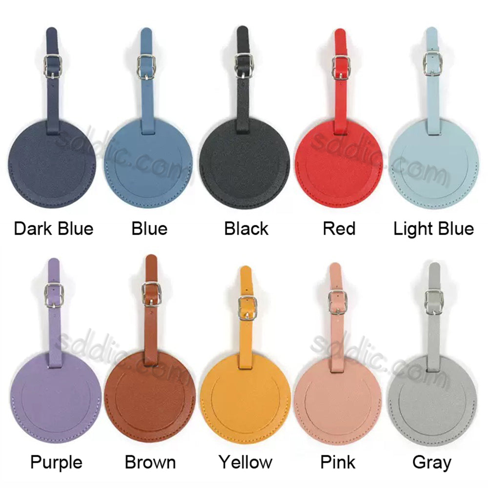 Custom Round PU Leather Luggage Tags Travel Gift with Debossed Logo