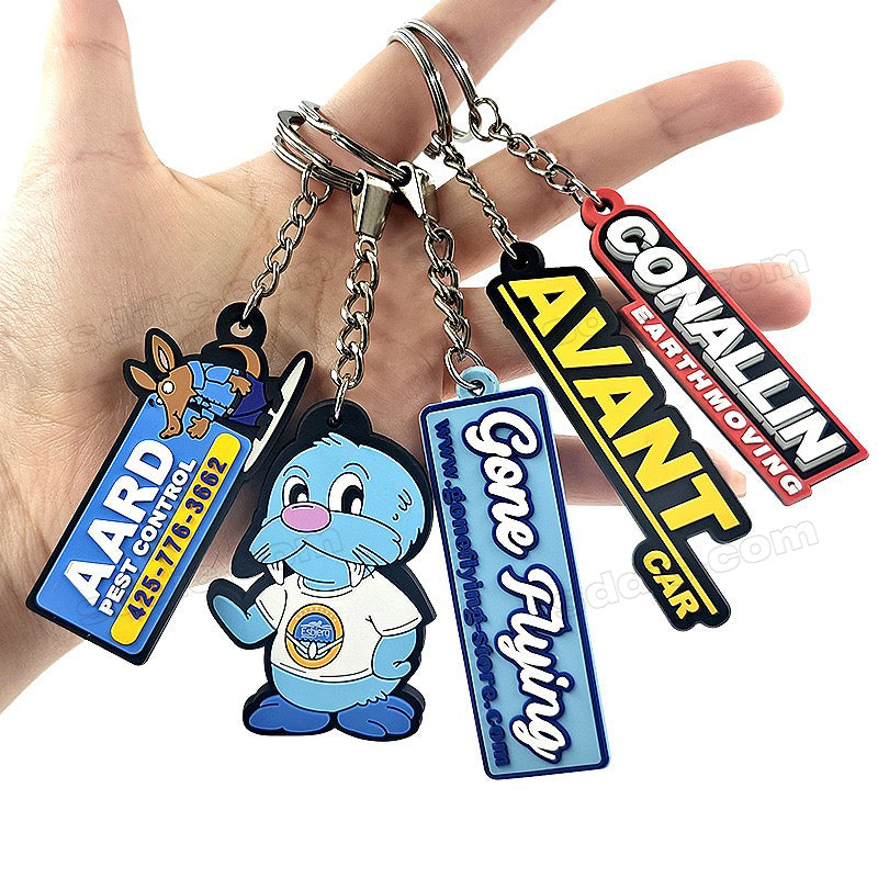 Custom 2D 3D Die Cut Rubber Soft Pvc Keychain with Business Logo