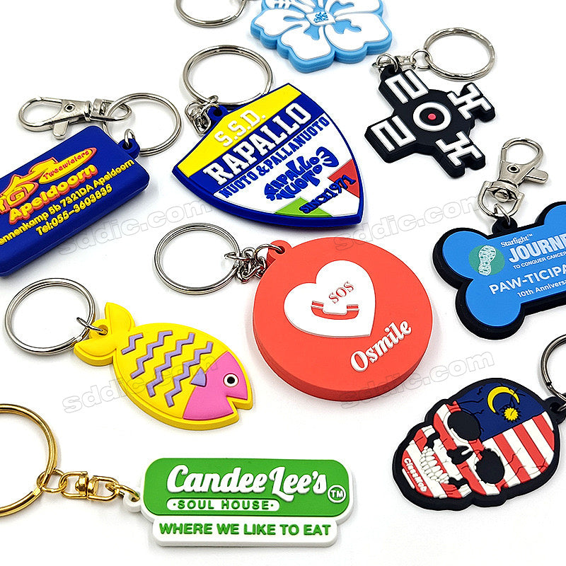Custom 2D 3D Die Cut Rubber Soft Pvc Keychain with Business Logo