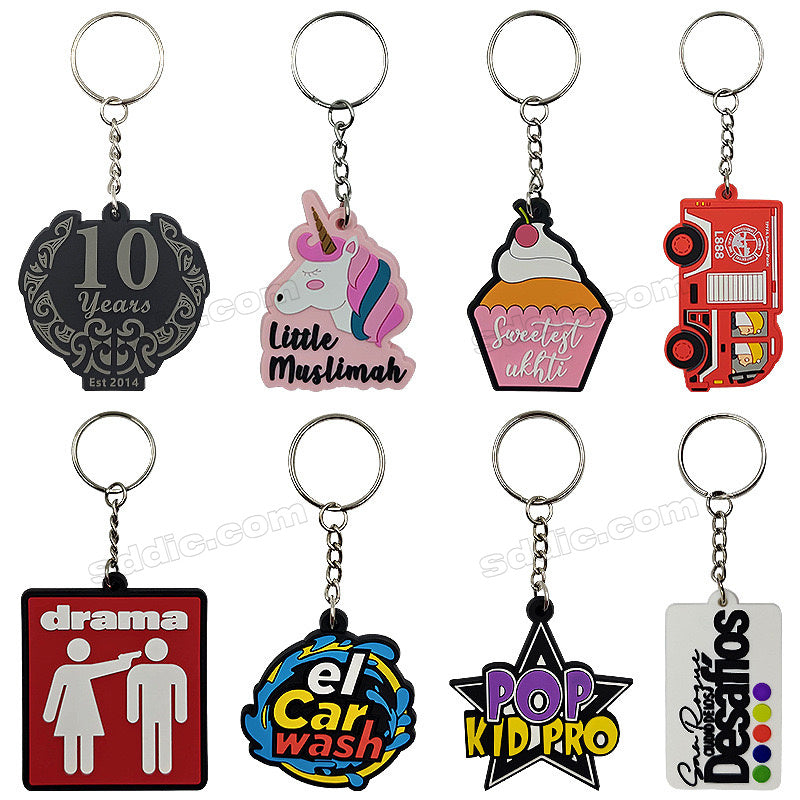 Custom 2D 3D Die Cut Rubber Soft Pvc Keychain with Business Logo