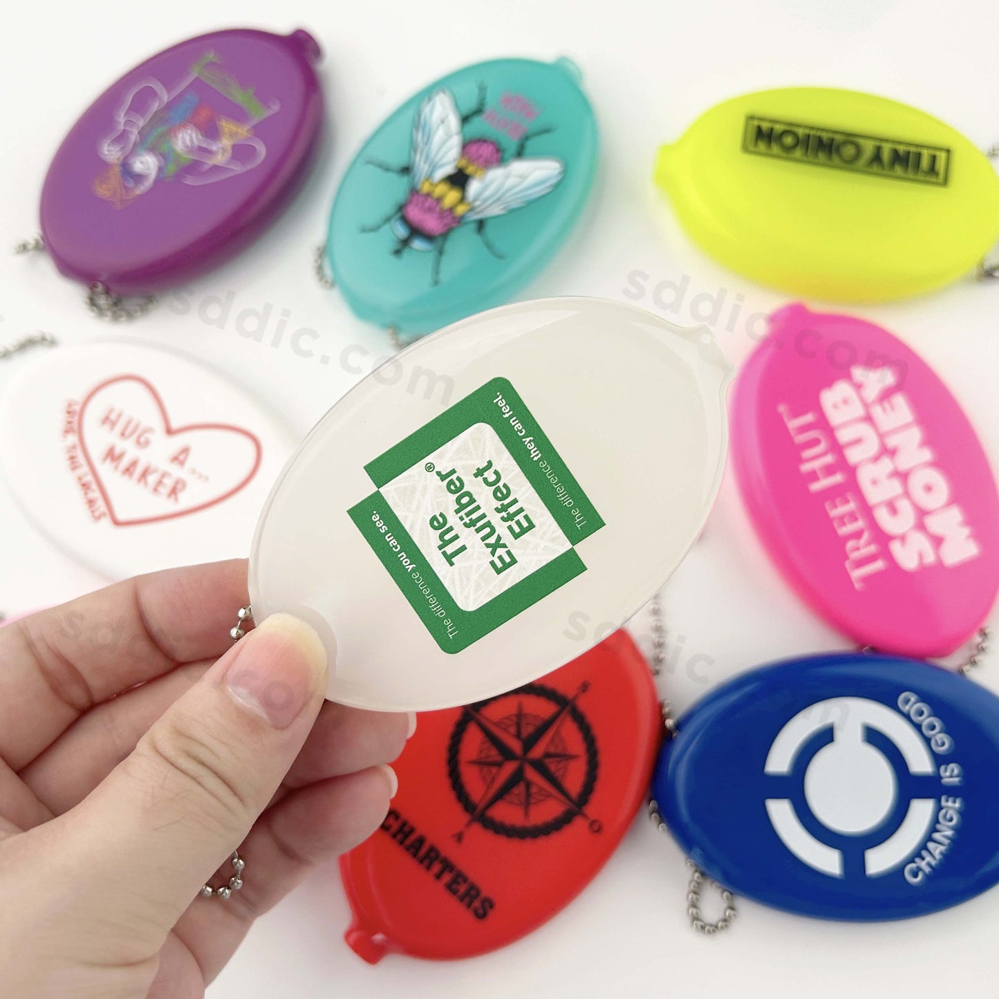 Custom Vintage Oval Squeeze Coin Purse PVC Rubber Coin Pouch Keychain