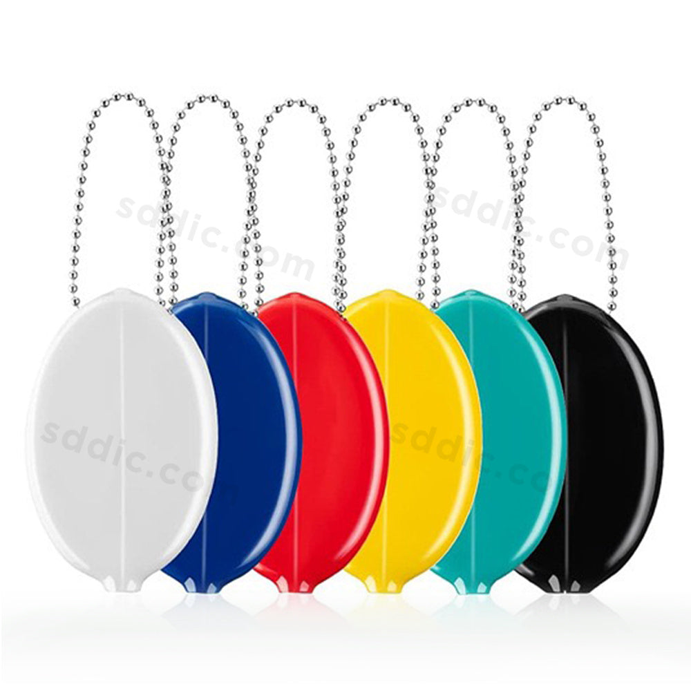 Custom Vintage Oval Squeeze Coin Purse PVC Rubber Coin Pouch Keychain