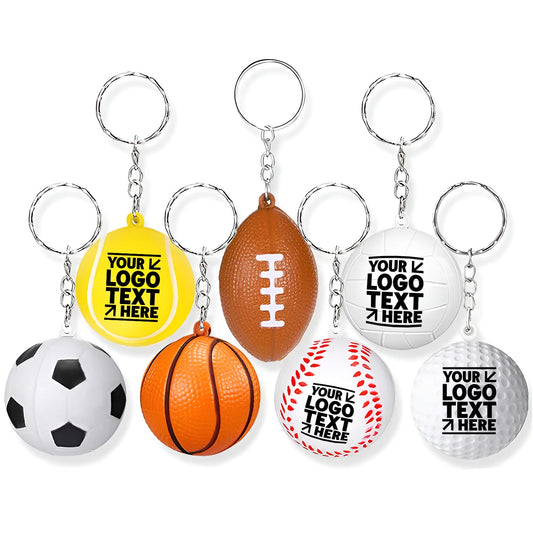 Bulk Custom Sports Ball Keychain Soccer Baseball Stress Relievers
