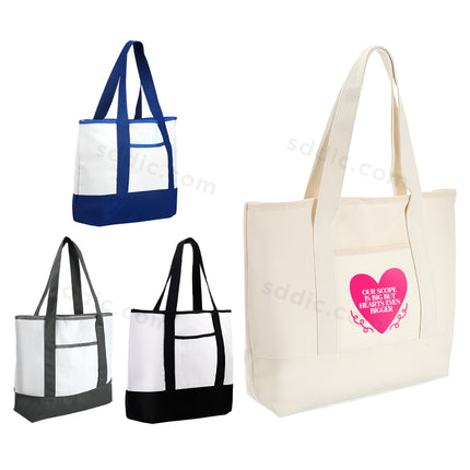 Custom Printed Logo Canvas Bag Pocket Shopping Tote Bag for Promotion