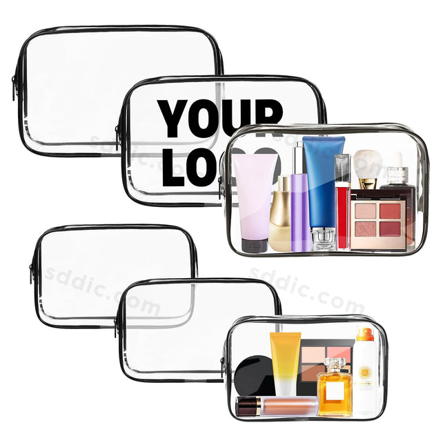 Custom Brand Logo Toiletry Bag Clear PVC Cosmetic Bags with Zipper