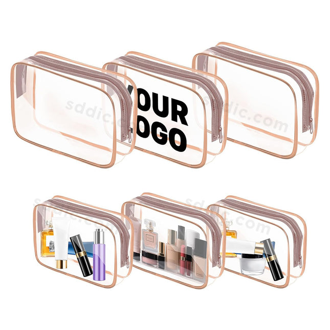 Custom Brand Logo Toiletry Bag Clear PVC Cosmetic Bags with Zipper