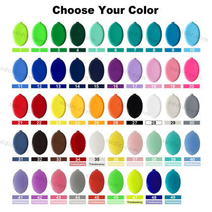 Custom Printed PVC Rubber Squeeze Coin Purse Oval Coin Holder Pouch with Chain