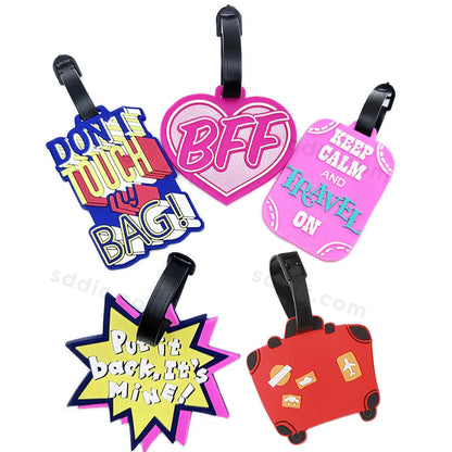 Custom Shaped Silicone Luggage Tags Branded Promotional  PVC Bag Tags