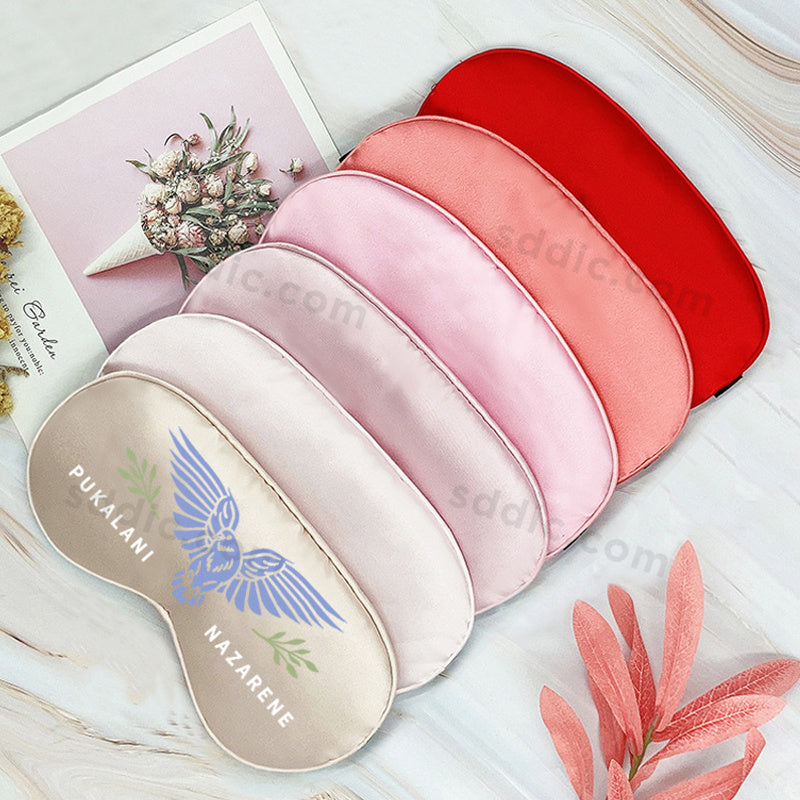Custom Full Color Printed Soft Sleep Eye Mask Silk Satin Eyeshade