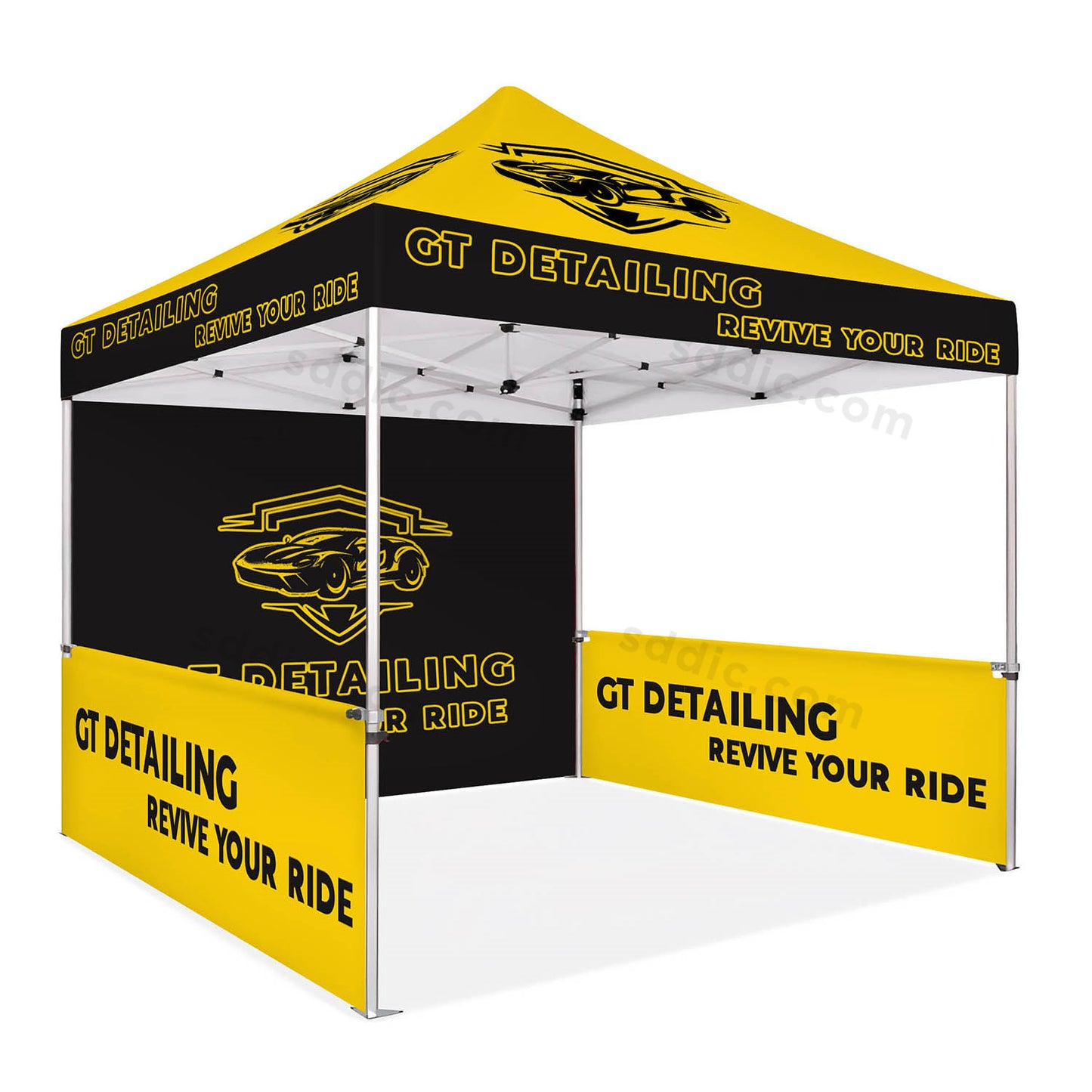Custom Canopy Tent with Back Wall & Half Side Walls Package
