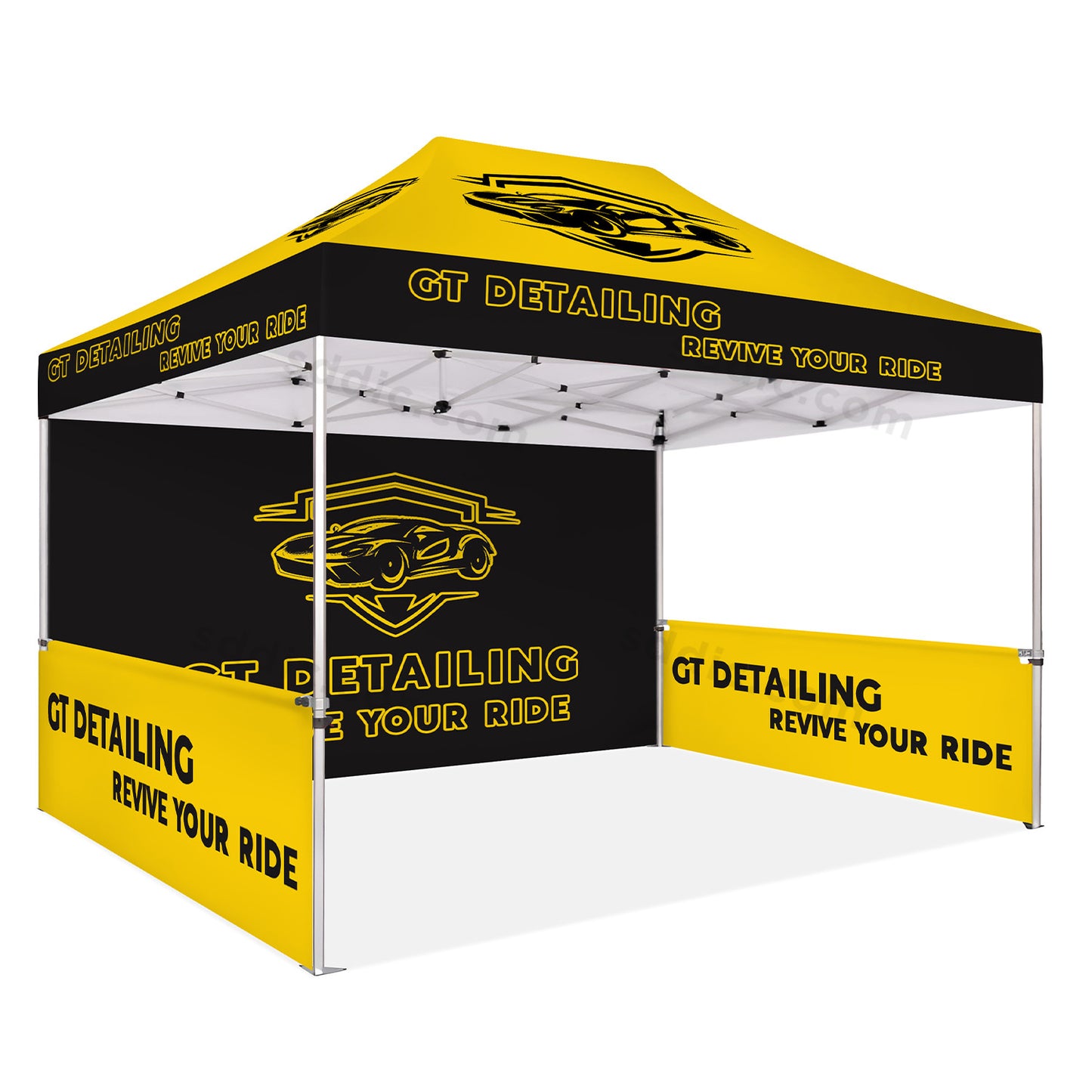 Custom Canopy Tent with Back Wall & Half Side Walls Package