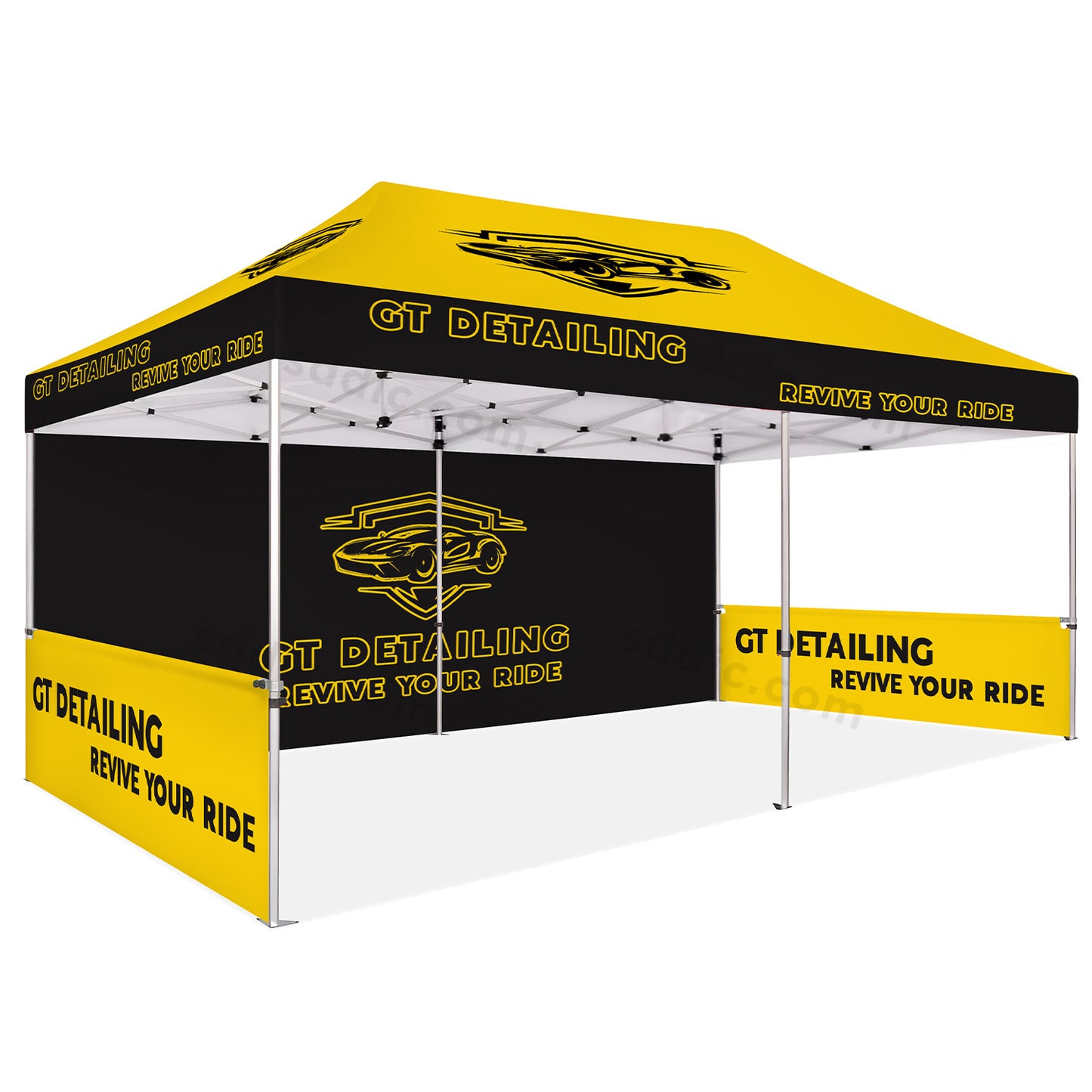 Custom Canopy Tent with Back Wall & Half Side Walls Package