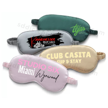 Custom Logo Printed Soft Sleep Eye Mask Travel Mask with Elastic Strap