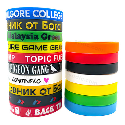 Custom Debossed Color Filled Silicone Wristbands & Rubber Bracelets