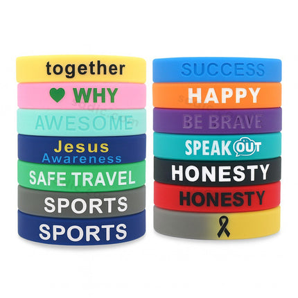 Custom Debossed Color Filled Silicone Wristbands & Rubber Bracelets