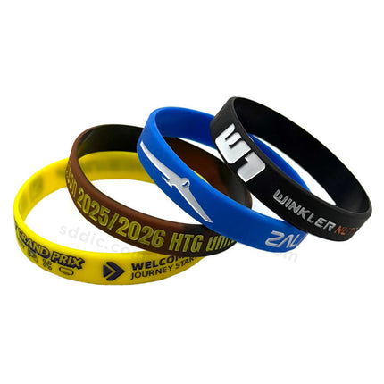 Custom Debossed Color Filled Silicone Wristbands & Rubber Bracelets