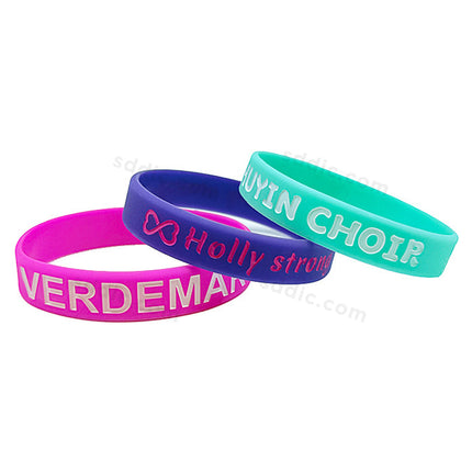 Custom Debossed Color Filled Silicone Wristbands & Rubber Bracelets
