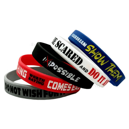 Custom Debossed Color Filled Silicone Wristbands & Rubber Bracelets