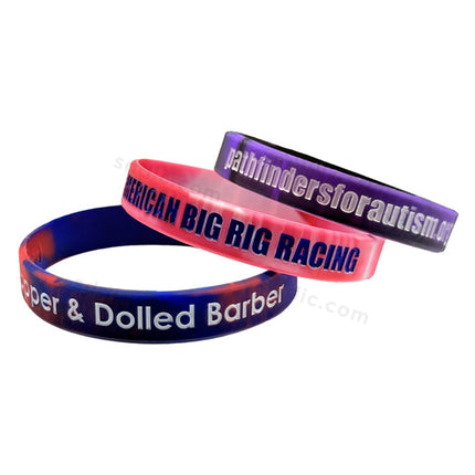 Custom Debossed Color Filled Silicone Wristbands & Rubber Bracelets
