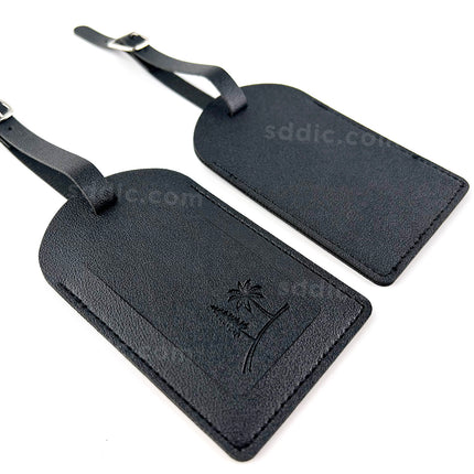 Custom PU Leather Luggage Tags Travel Bag Tags with Debossed Logo