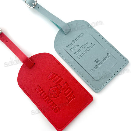 Custom PU Leather Luggage Tags Travel Bag Tags with Debossed Logo