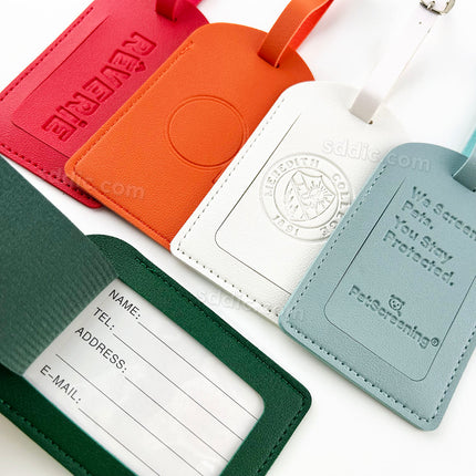 Custom PU Leather Luggage Tags Travel Bag Tags with Debossed Logo