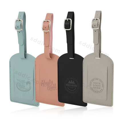 Custom PU Leather Luggage Tags Travel Bag Tags with Debossed Logo