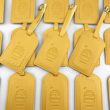 Custom PU Leather Luggage Tags Travel Bag Tags with Debossed Logo