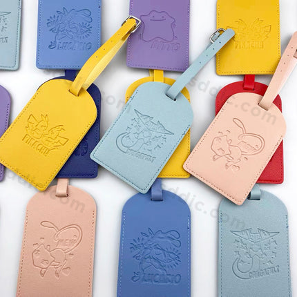 Custom PU Leather Luggage Tags Travel Bag Tags with Debossed Logo