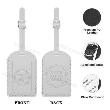 Custom PU Leather Luggage Tags Travel Bag Tags with Debossed Logo