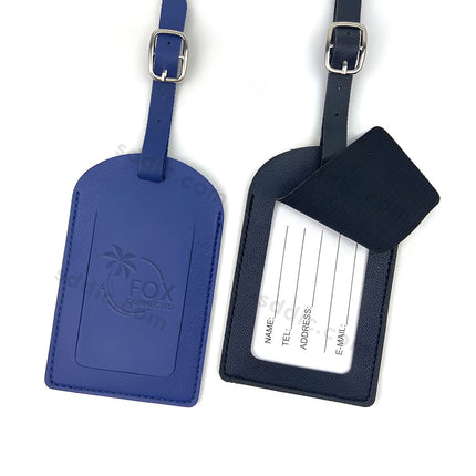 Custom PU Leather Luggage Tags Travel Bag Tags with Debossed Logo