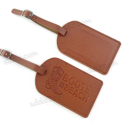 Custom PU Leather Luggage Tags Travel Bag Tags with Debossed Logo