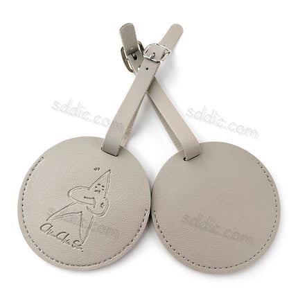 Custom Round PU Leather Luggage Tags Travel Gift with Debossed Logo