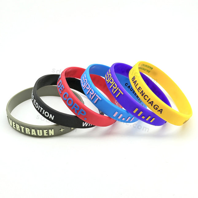 Custom Embossed Printed Silicone Wristbands & Rubber Bracelets