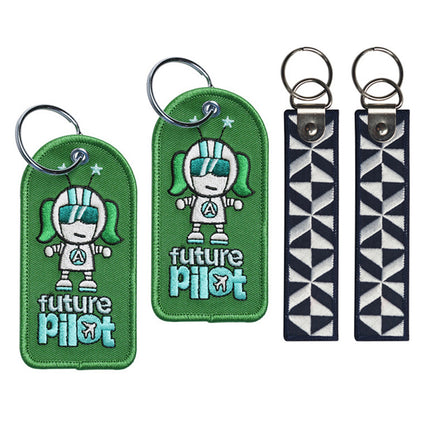 Custom Brand Logo Embroidered Key Tag Remove Before Flight Keychains