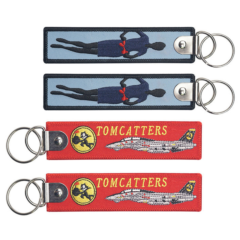Custom Brand Logo Embroidered Key Tag Remove Before Flight Keychains ...