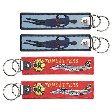 Custom Brand Logo Embroidered Key Tag Remove Before Flight Keychains