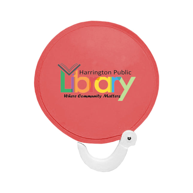 Custom Logo Folding Flying Disc Fan – Nylon Round Hand Fan with Handle