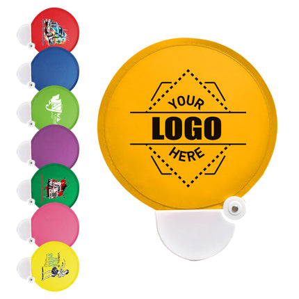 Custom Foldable Flying Disc Hand Fan Portable Nylon Pop-Up Promotional Fan