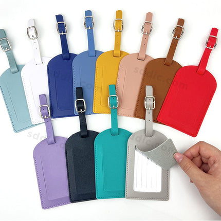 Custom PU Leather Luggage Tags Travel Bag Tags with Debossed Logo