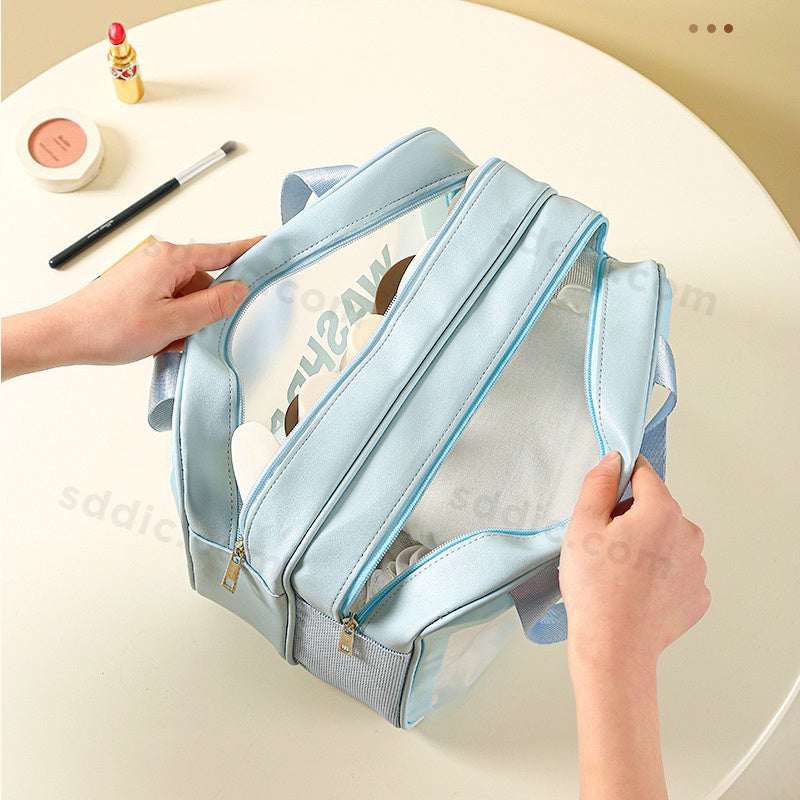 Custom PU Double-Layer Toiletry Bag Portable Wash Bag Cosmetic Bags