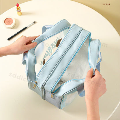 Custom PU Double-Layer Toiletry Bag Portable Wash Bag Cosmetic Bags