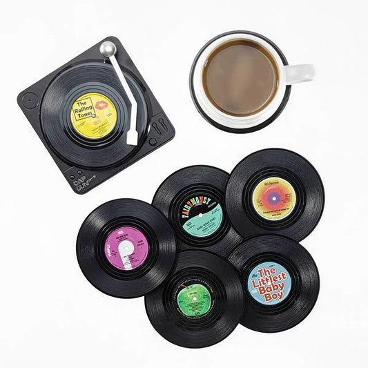 Custom Retro Vinyl Record CD PVC Rubber Coasters with Brand Logo