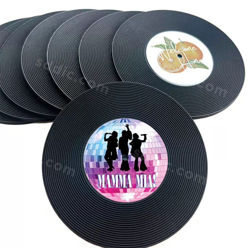 Custom Vintage Vinyl Record Coasters PVC Soft Rubber CD Music Coasters