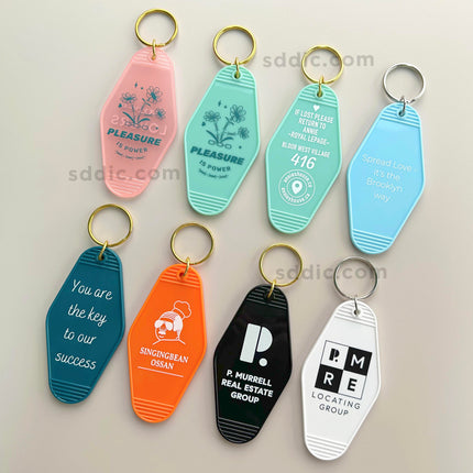 Bulk Custom Retro Hotel Motel Plastic Keychains with Brand Logo For Giveaways