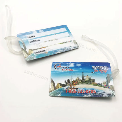Custom Printed PVC Plastic Luggage Tag Travel ID Name Suitcase Bag Tag