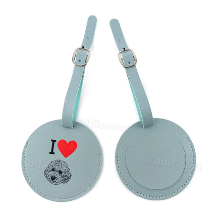 Custom Printed Round PU Leather Luggage Tags Travel Suitcase Bag Tags